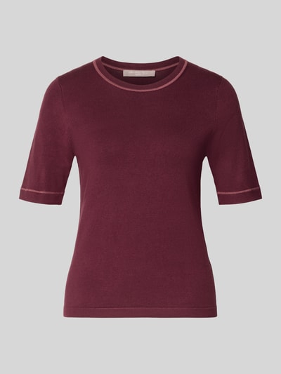 Produktfoto, Pullover aus Viskose-Mix in Strick-Optik von Christian Berg Woman, schmale Passform, bordeauxrot, elastische Abschlüsse
