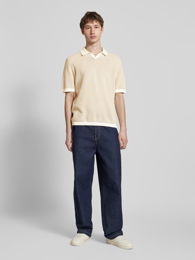 Only & Sons Poloshirt met ribboorden, model 'KIAN' Offwhite - 1