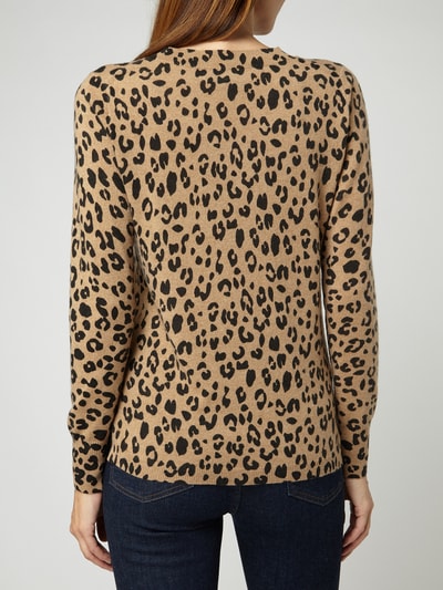 J CREW Pullover mit Animal-Print  Camel Melange 5