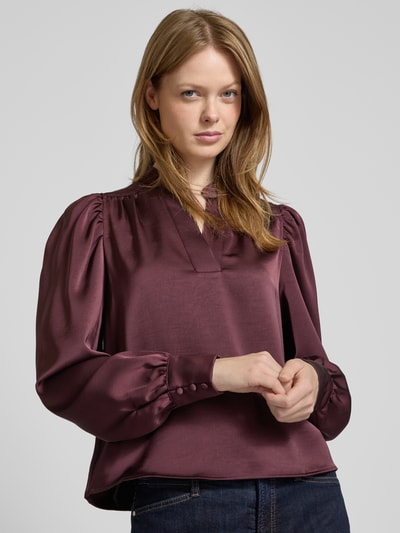 Neo Noir Regular Fit Bluse mit V-Ausschnitt Modell 'Rosslyn' Bordeaux 3