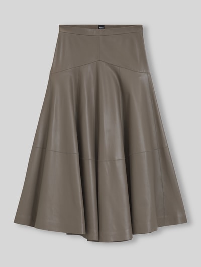 BOSS A-Linien Midi-Rock aus echtem Leder Taupe 2