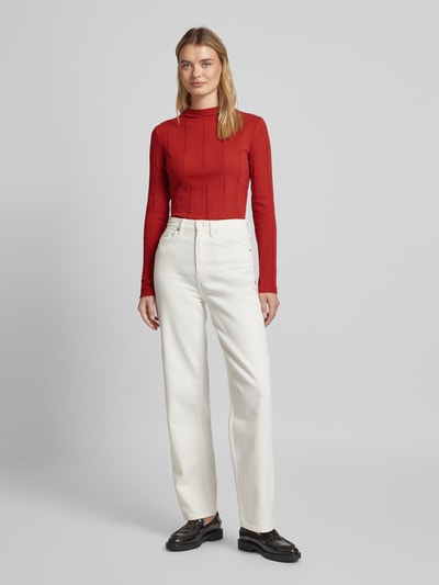 Christian Berg Woman Selection Shirt met lange mouwen en opstaande kraag Roestrood - 1