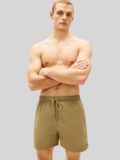Tommy Hilfiger Regular Fit Badehose mit Logo Stitching Khaki 4