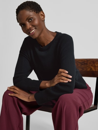 Marc Cain Sweter z dzianiny z mieszanki żywej wełny i kaszmiru Czarny 3