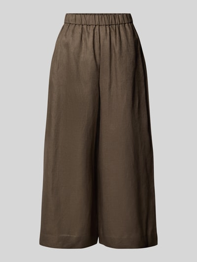 MM Wide Leg Leinenhose mit elastischem Bund Modell 'MINNIE' Oliv 1