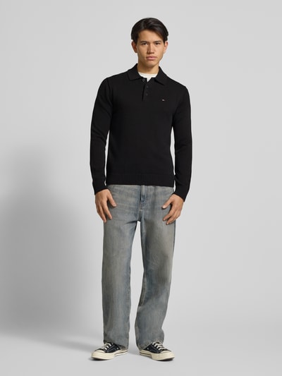 Tommy Jeans Sweter z dzianiny o kroju slim z czystej bawełny Czarny 1