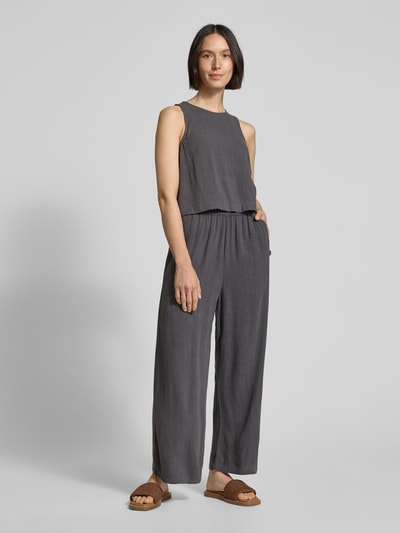 Jake*s Casual Wide Leg Stoffhose mit elastischem Bund Dunkelgrau 1