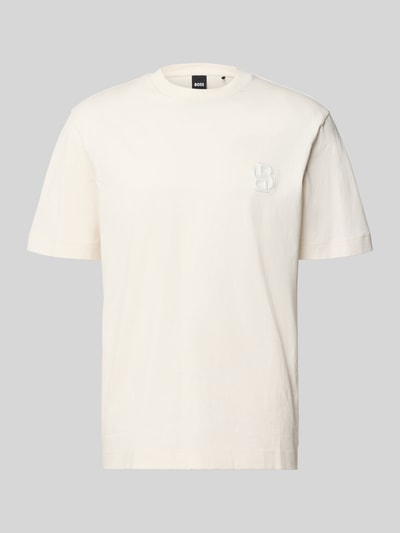 Produktfoto, Herren T-Shirt Regular Fit Modell 'C-TAMES 03' von BOSS in Optik: Unifarben mit Logo-Applikation, Rundhals, Kurzarm, Reine Baumwolle