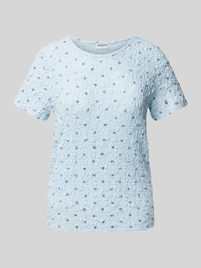 Jake*s Casual T-Shirt mit Paillettenbesatz Bleu 1