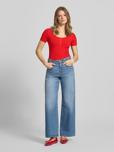 PIECES Slim Fit T-Shirt aus Baumwoll-Mix Modell 'KITTE' Rot 1