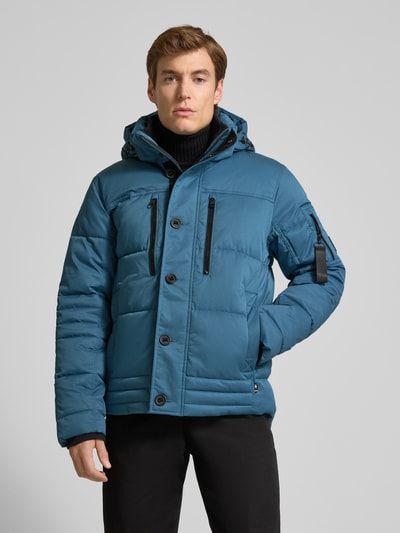 Tom Tailor Regular fit gewatteerd jack met ritszakken Oceaanblauw - 4