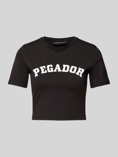 Pegador Kort T-shirt met labelprint, model 'JENNA' Zwart - 2