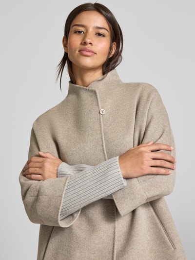 ICONS Cinzia Rocca Lange jas van scheerwol met opstaande kraag Beige gemêleerd - 3