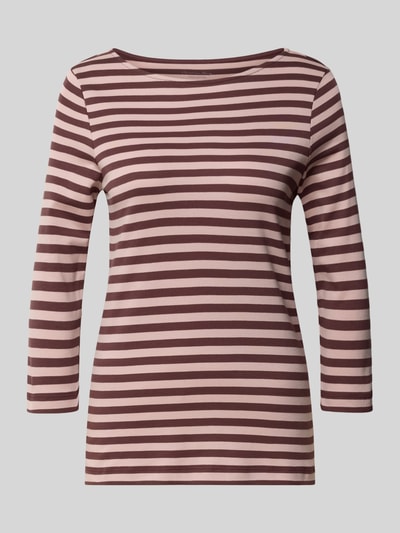 Produktfoto, Longsleeve mit 3/4-Arm von Christian Berg Woman aus reiner Baumwolle, braun-rosé gestreift, gerader Schnitt, Rundhalsausschnitt
