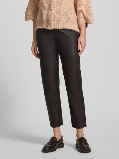 JOOP! Spodnie o kroju regular fit z imitacji skóry model ‘PATRICIA’ Ciemnobrązowy 4