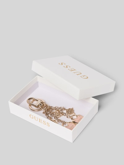 Produktfoto, Schlüsselanhänger mit Logo-Detail von GUESS, Zink-Eisen-Mix in Gold, Ketten-Optik, Karabinerhaken, in Geschenkbox