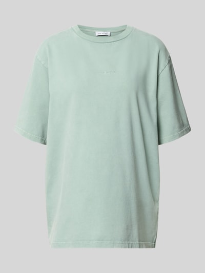 Produktfoto, Oversized T-Shirt mit Label-Stitching Modell 'Farmers Market' von OH APRIL in Mintgrün, reine Baumwolle, Rundhalsausschnitt, Oversized-Schnitt