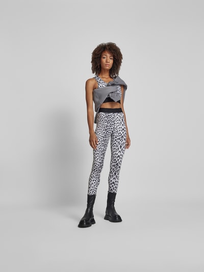 OH APRIL Leggings mit elastischem Logo-Bund Hellgrau 1