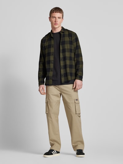 Jack & Jones Freizeithemd mit Knopfleiste Modell 'GINGHAM' Oliv 1