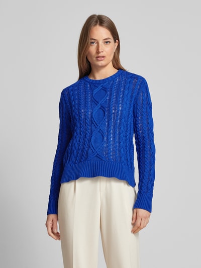 Lauren Ralph Lauren Gebreide pullover met ribboorden, model 'HILVAITE' Koningsblauw - 4