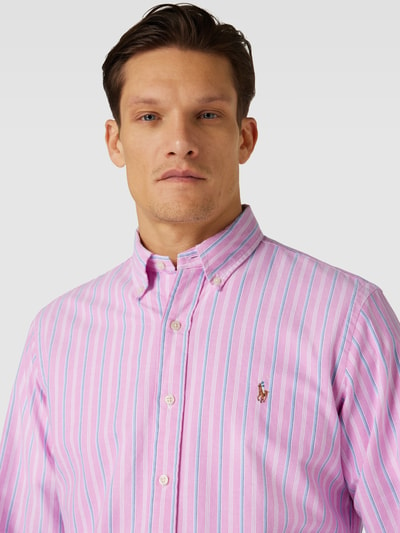 Polo Ralph Lauren Koszula casualowa o kroju slim fit z wzorem w paski Różowy 3
