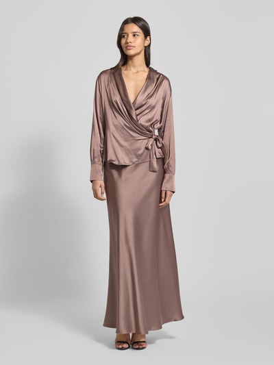 GUIDO MARIA KRETSCHMER WOMAN Bluzka w kopertowym stylu model ‘Elea’ Szarobrązowy 1
