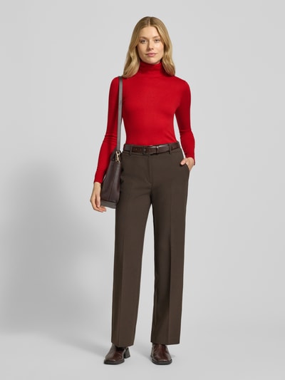 Lauren Ralph Lauren Sweter z golfem o kroju slim fit z dodatkiem jedwabiu model „ZOE” Czerwony 1