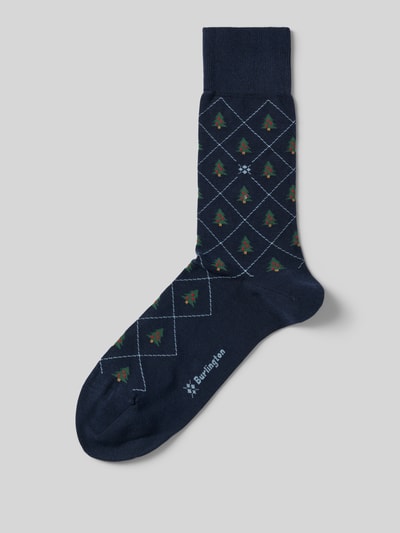 Burlington Socken im Allover-Look Modell 'CHRISTMAS TREE' Dunkelblau 1