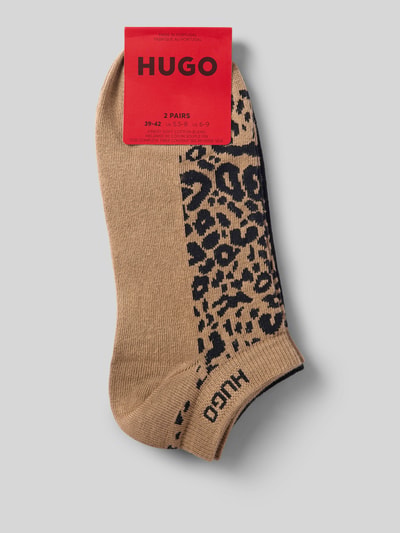 Produktfoto, Füsslinge aus Baumwoll-Mix im 2er-Pack von HUGO für Damen in Beige mit schwarzem Animal-Print und feiner, glatter Textur.