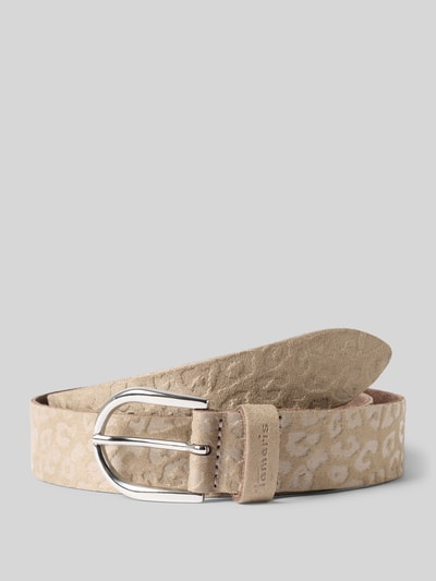 Produktfoto, Gürtel aus echtem Leder mit Strukturmuster von Tamaris in Beige mit silberner Schnalle und leicht genarbter Textur, Damen Gürtel