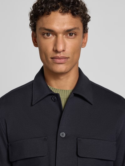 Marc O'Polo Regular Fit Hemdjacke aus Viskose-Mix - Marc O'Polo × DFB Travel Collection Dunkelblau 3