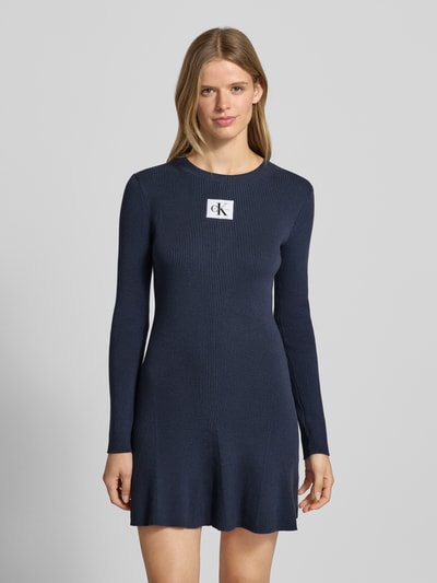 Calvin Klein Jeans Mini-jurk met labelpatch, model 'FIT AND FLARE' Marineblauw - 4