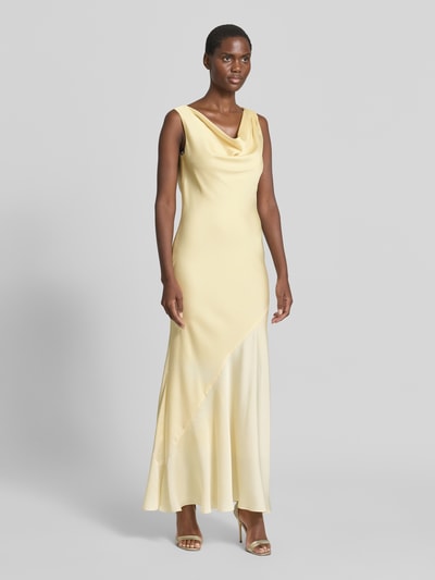 SWING Abendkleid mit Wasserfall-Ausschnitt Hellgelb 1
