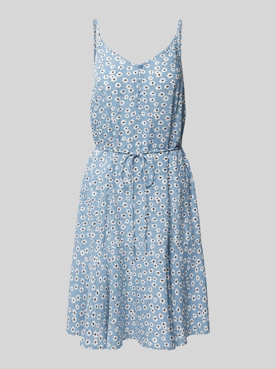 Pieces Knielange jurk met strikceintuur, model 'NYA' Bleu - 2