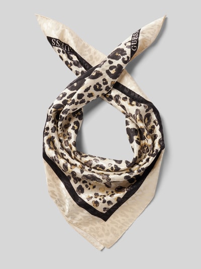 Guess Szal z napisem z logo model ‘JACQUARD FOULARD’ Czarny 1