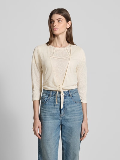 Zero Strickjacke aus Viskose-Mix mit Schnürung Ecru 4