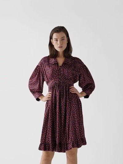 Paco Rabanne Knielanges Kleid mit floralem Muster Bordeaux Rot 4