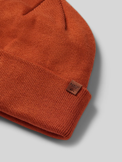 Produktfoto, Beanie mit Umschlagabschluss aus Viskosemix von BARTS, unifarben in Orange, Label-Patch, Rippstrickstruktur