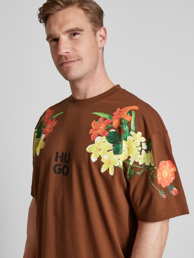 HUGO Oversized T-Shirt mit Label-Print Modell 'Diblostee' Mittelbraun 3