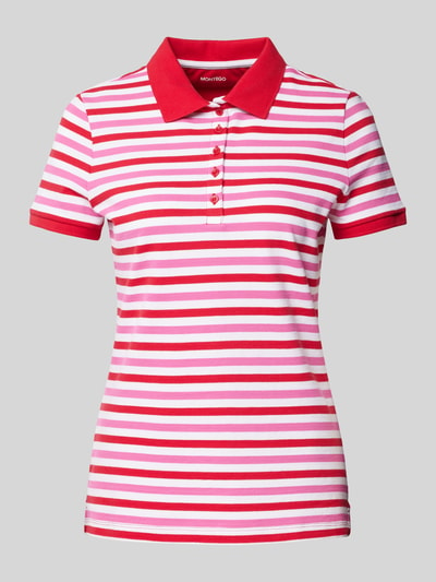 Montego Slim Fit Poloshirt in Two-Tone-Machart Rot 2