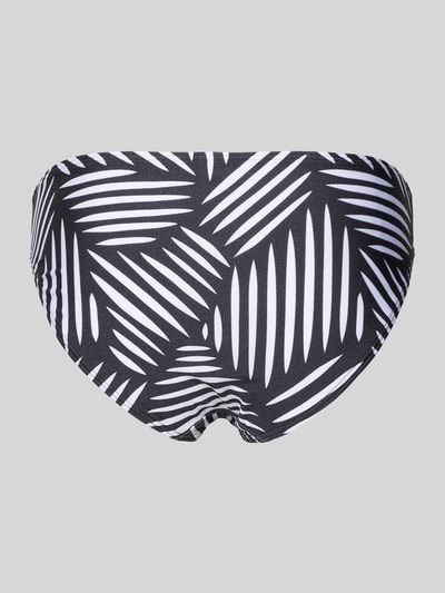 Produktfoto, Bikinihose mit Umschlag und Label-Detail Modell 'Liv' von LASCANA, schwarz-weißes Allover-Muster, glatte Textur, körpernah