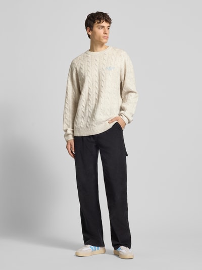 Carhartt Work In Progress Sweter z dzianiny z wyhaftowanym logo Złamany biały 1