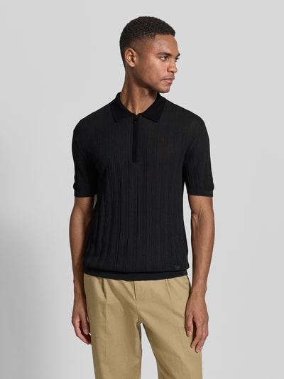 Emporio Armani Body Fit Poloshirt mit kurzem Reißverschluss Black 4