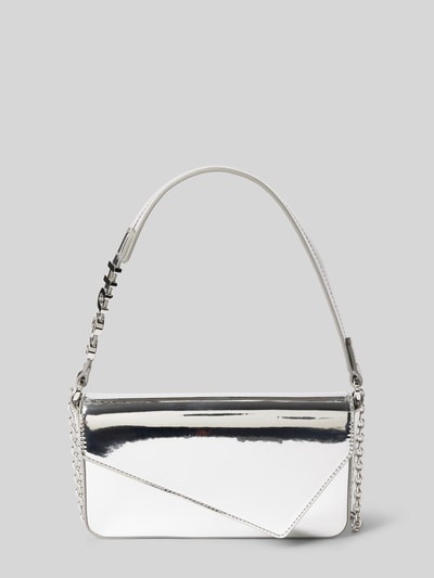 HUGO Clutch mit Label-Applikation Modell 'Mel' Silber 2