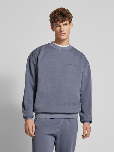 Pegador Sweatshirt mit Label-Stitching Rauchblau 4