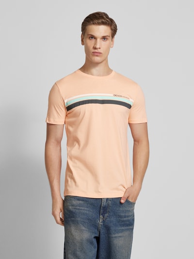 Tom Tailor Denim T-shirt met logoprint Abrikoos - 4