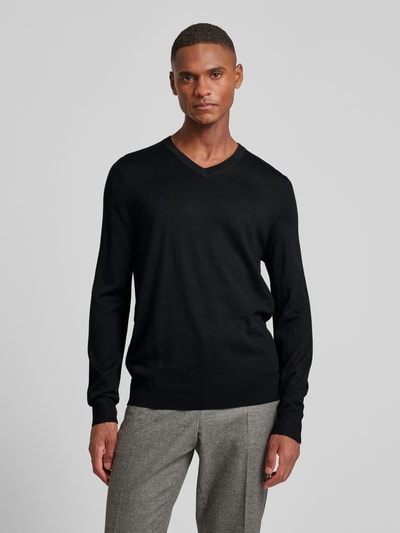 Christian Berg Men Gebreide pullover met V-hals Zwart - 4