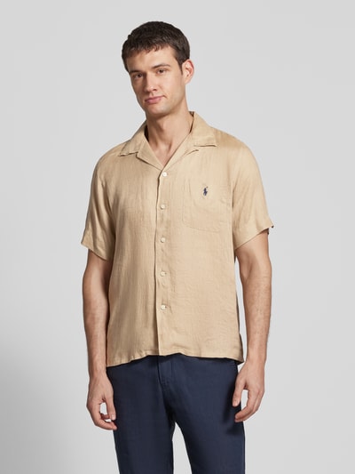 Polo Ralph Lauren Custom fit linnen overhemd met resortkraag Camel - 4