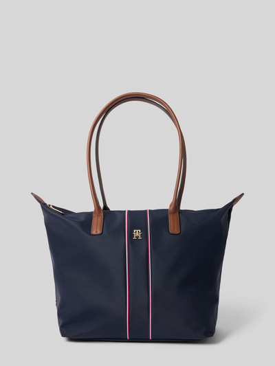 Produktfoto, Henkeltasche mit gestickten Kontraststreifen von Tommy Hilfiger, efekt: jednolity kolor, zamek błyskawiczny, główna przegroda, przegródka zapinana na zamek błyskawiczny wewnątrz, aplikacja z logo z metalu, detale: paski w kontrastowym kolorze