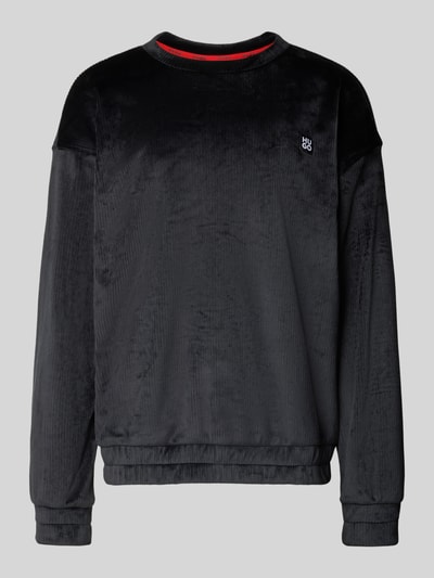 HUGO Relaxed fit sweatshirt in fluweelzachte riblook Zwart - 2